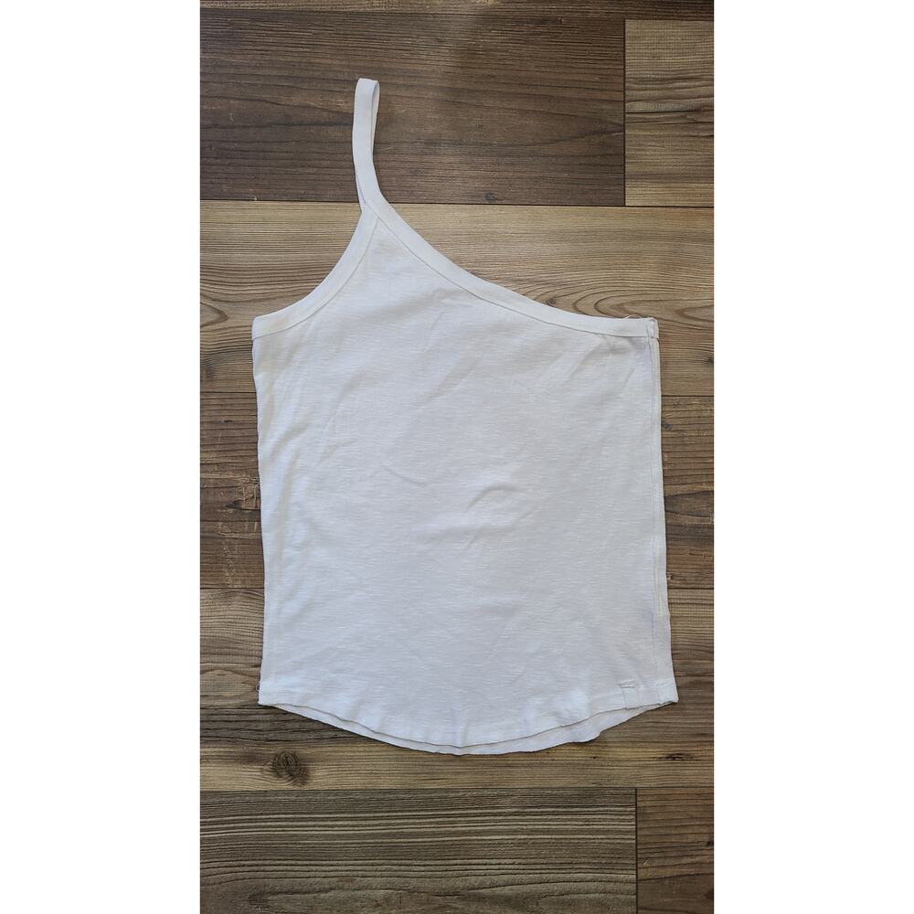 Free People One Way or Another Tank Womens XL White One Shoulder Cotton BasicTop